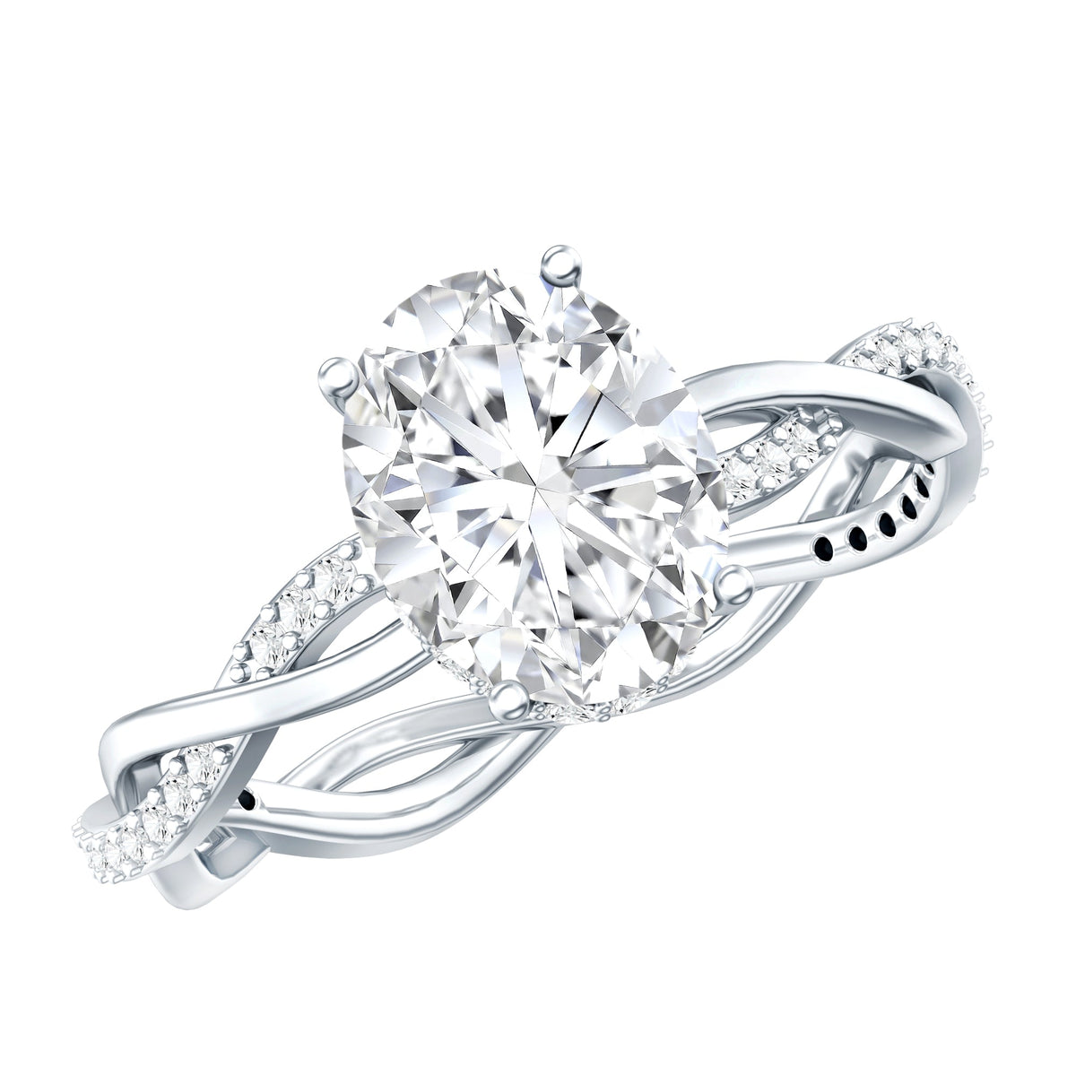 Rosec Jewels moissanite engagement ring with hidden halo and infinity shank, showcasing sparkling center stone and elegant design.