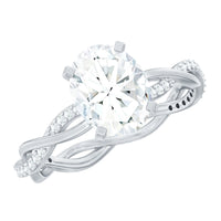 Oval Shape Moissanite Solitaire Engagement Ring in Braided Shank