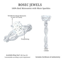 Oval Shape Moissanite Solitaire Engagement Ring in Braided Shank