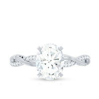 Oval Shape Moissanite Solitaire Engagement Ring in Braided Shank