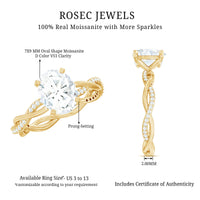 Oval Shape Moissanite Solitaire Engagement Ring in Braided Shank