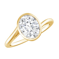 Rosec Jewels 2 Carat Moissanite bezel set solitaire engagement ring with bypass shank, showcasing elegant ring design.