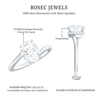 Oval cut solitaire moissanite bypass engagement ring by Rosec Jewels, showcasing a sparkling oval gemstone on a sleek bypass band.