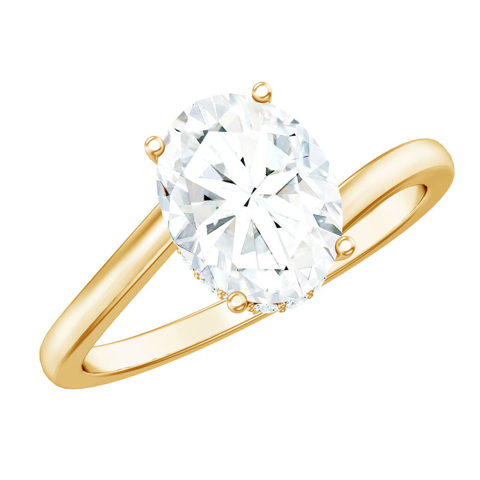 Oval cut solitaire moissanite bypass engagement ring by Rosec Jewels featuring a radiant central stone and elegant bypass design.