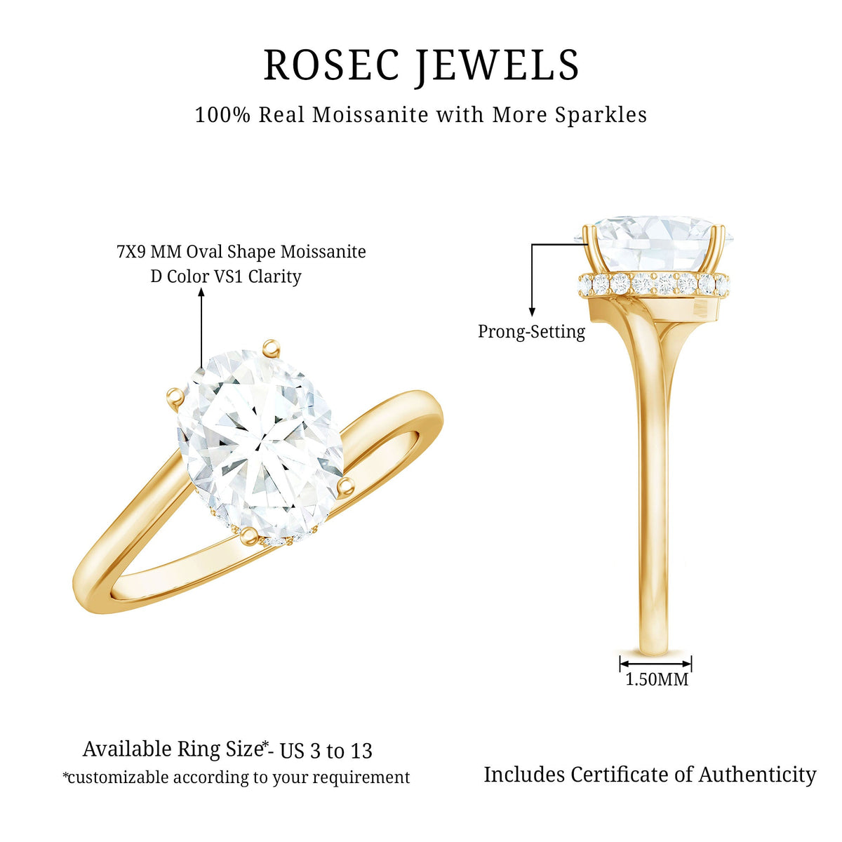Oval cut solitaire moissanite bypass engagement ring with a sleek, modern design featuring two intertwined bands and a central gemstone.