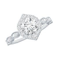 Antique Style Moissanite Halo Engagement Ring