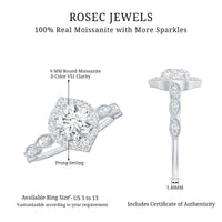 Antique Style Moissanite Halo Engagement Ring