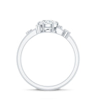Round cut scatter moissanite engagement ring by Rosec Jewels featuring a unique design with sparkling stones.