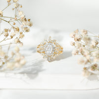 Vintage Inspired Moissanite Wedding Ring Set of 3