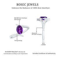 Solitaire Amethyst Bypass Engagement Ring with Diamond