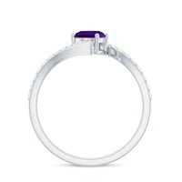 Solitaire Amethyst Bypass Engagement Ring with Diamond