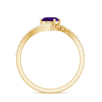 Solitaire Amethyst Bypass Engagement Ring with Diamond