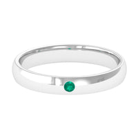 Natural May birthstone emerald band ring by Rosec Jewels featuring a polished green emerald set in a sleek gold band.