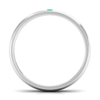 Natural May birthstone emerald band ring by Rosec Jewels, featuring a silver band with a central green emerald gemstone.