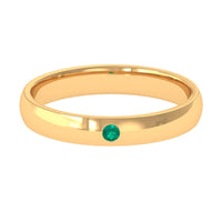Natural May birthstone emerald band ring by Rosec Jewels featuring a polished green emerald set in a sleek ring.
