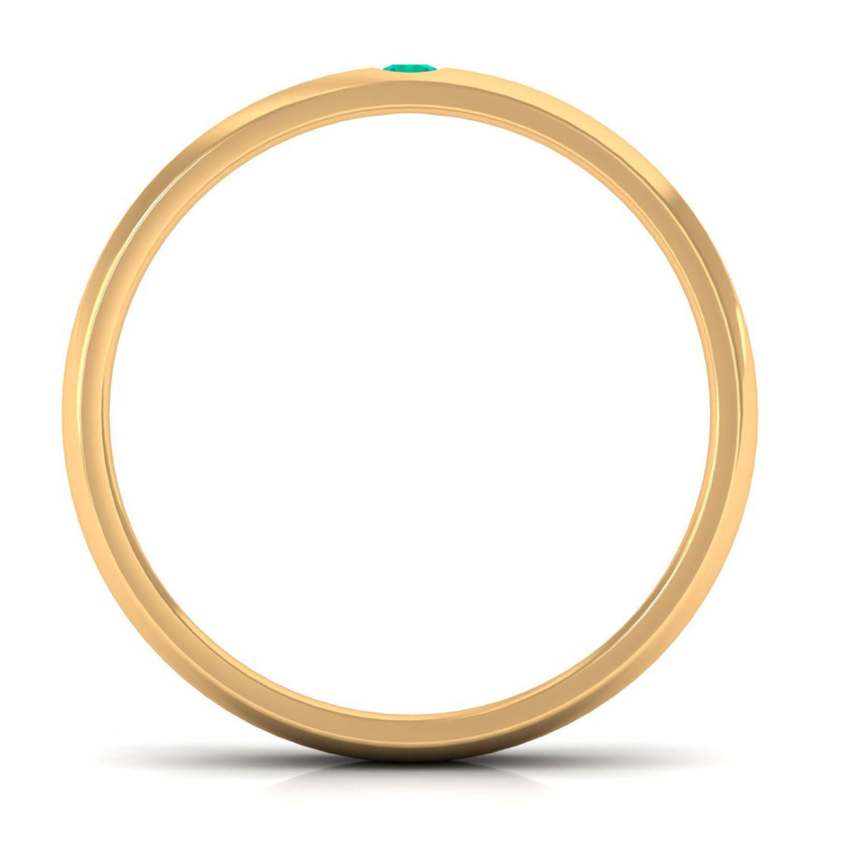 Natural May birthstone emerald band ring by Rosec Jewels featuring a green emerald gemstone set in a sleek gold band.