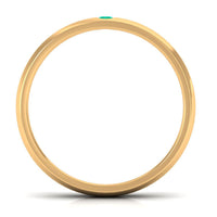 Natural May birthstone emerald band ring by Rosec Jewels featuring a green emerald gemstone set in a sleek gold band.
