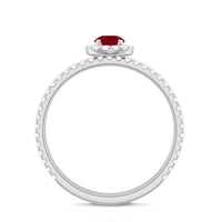 Natural Ruby Wedding Engagement Ring Set with Diamond