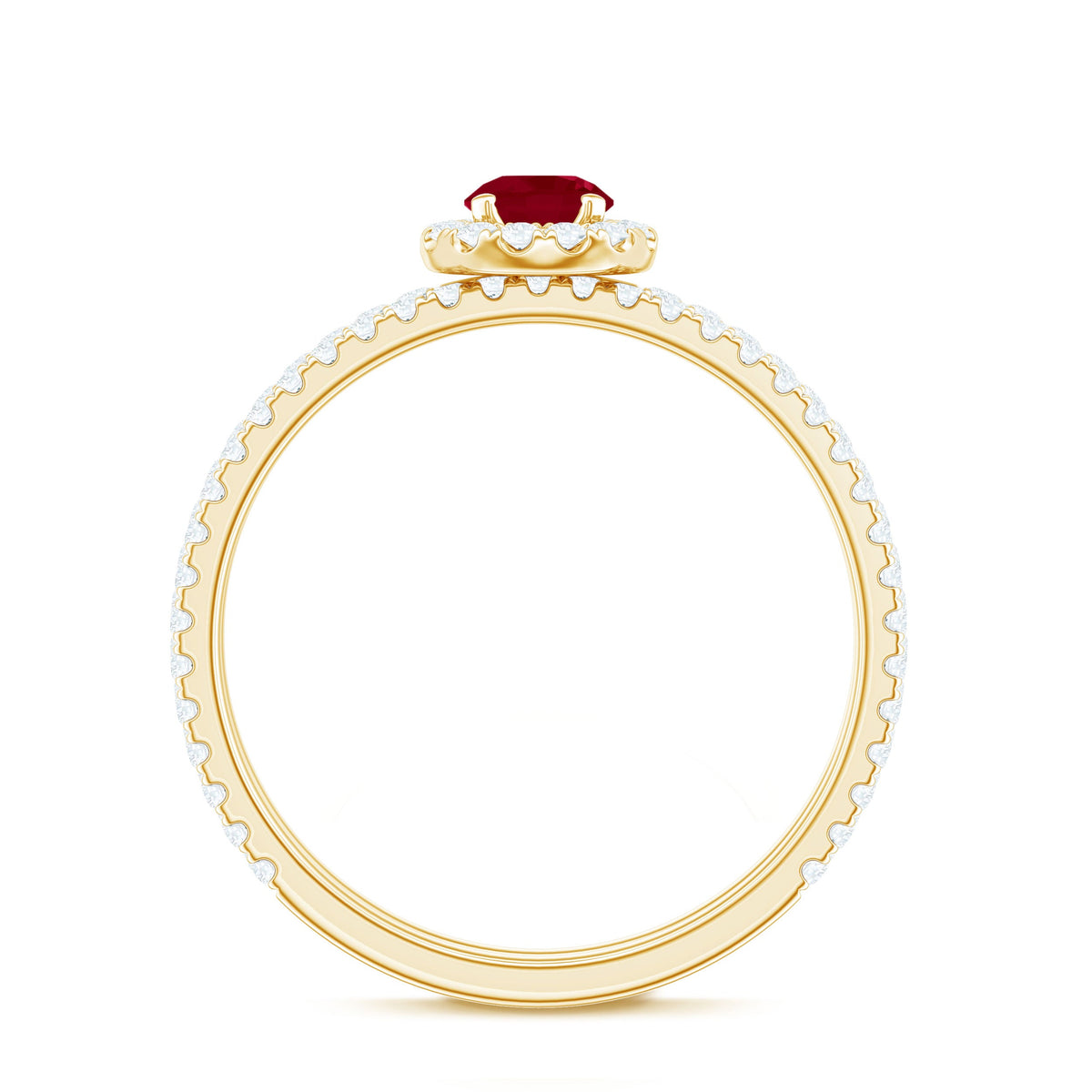 Natural Ruby Wedding Engagement Ring Set with Diamond