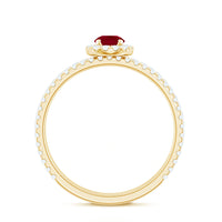 Natural Ruby Wedding Engagement Ring Set with Diamond