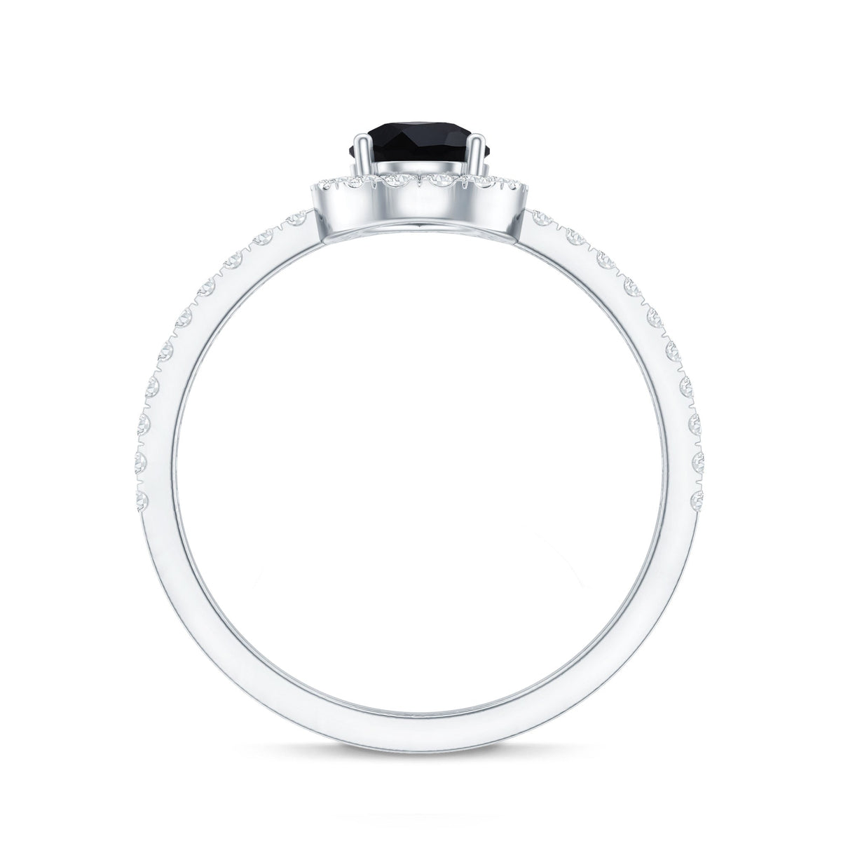Certified 0.85 Carat Pear Shape Lab Grown Black and White Diamond Halo Engagement Ring