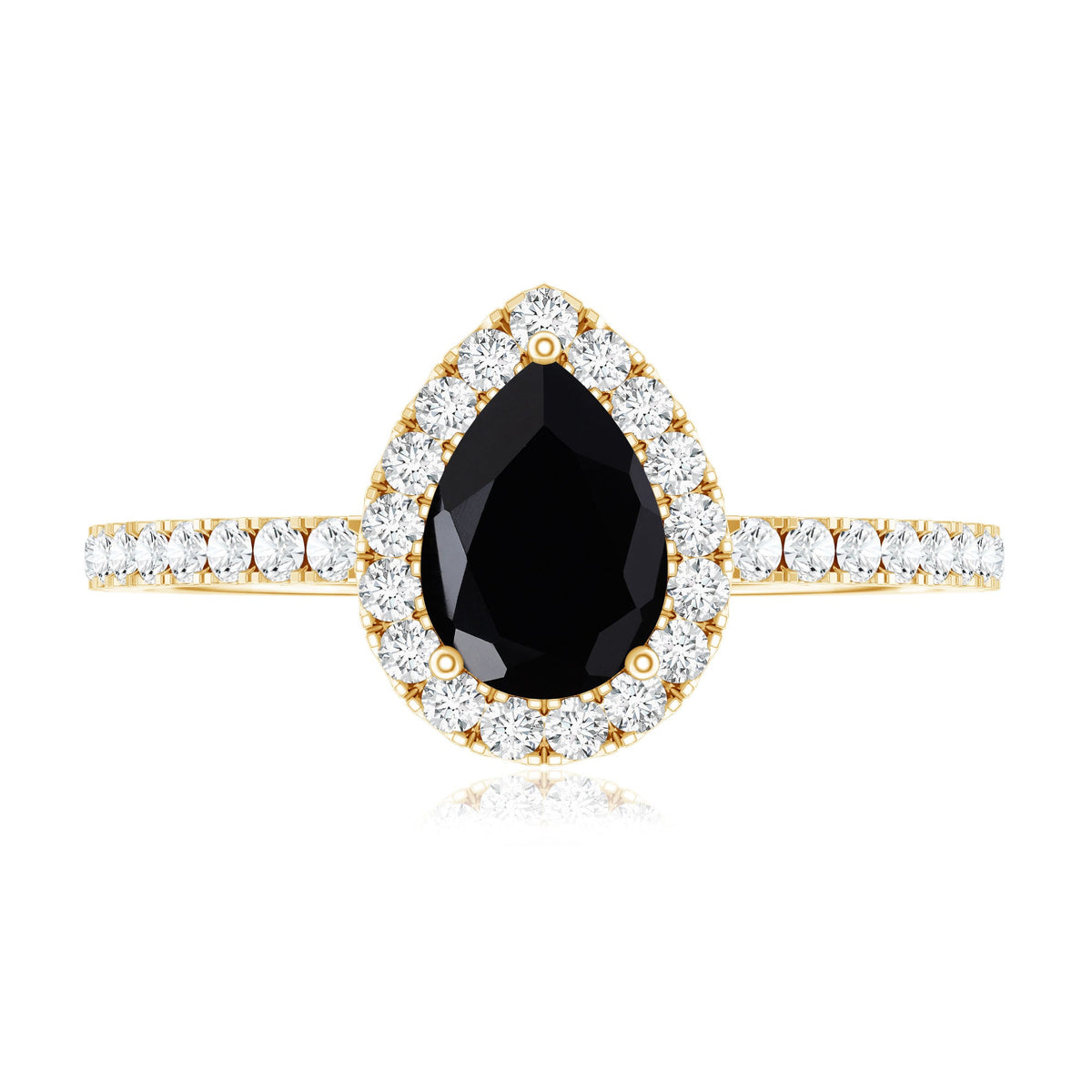 Certified 0.85 Carat Pear Shape Lab Grown Black and White Diamond Halo Engagement Ring