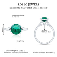 Certified 8 mm Lab Grown Emerald Engagement Ring with Diamond