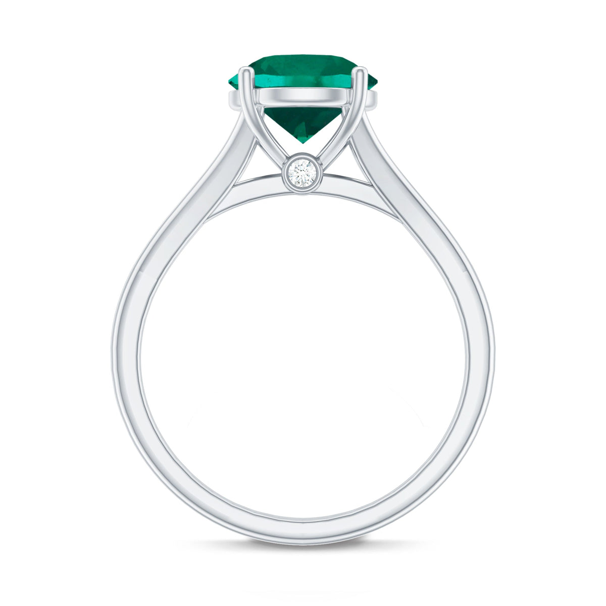 Certified 8 mm Lab Grown Emerald Engagement Ring with Diamond