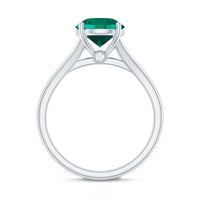 Certified 8 mm Lab Grown Emerald Engagement Ring with Diamond