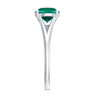 Certified 8 mm Lab Grown Emerald Engagement Ring with Diamond