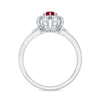 Natural Ruby Flower Promise Ring with Diamond