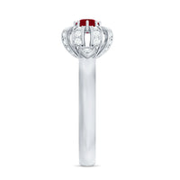 Natural Ruby Flower Promise Ring with Diamond