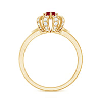 Natural Ruby Flower Promise Ring with Diamond