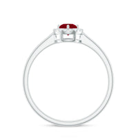 Real Ruby Promise Ring with Diamond Halo