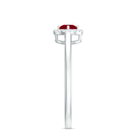 Real Ruby Promise Ring with Diamond Halo
