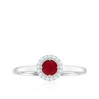 Real Ruby Promise Ring with Diamond Halo
