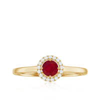 Real Ruby Promise Ring with Diamond Halo