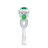Natural Emerald Diamond Vintage Looking Engagement Ring