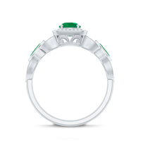 Natural Emerald Diamond Vintage Looking Engagement Ring