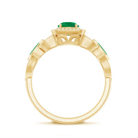 Natural Emerald Diamond Vintage Looking Engagement Ring