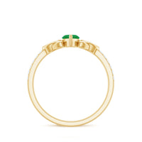 Natural Marquise Emerald Diamond Promise Ring with Celtic Knot