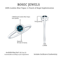 Certified Blue Topaz and Diamond Halo Promise Ring