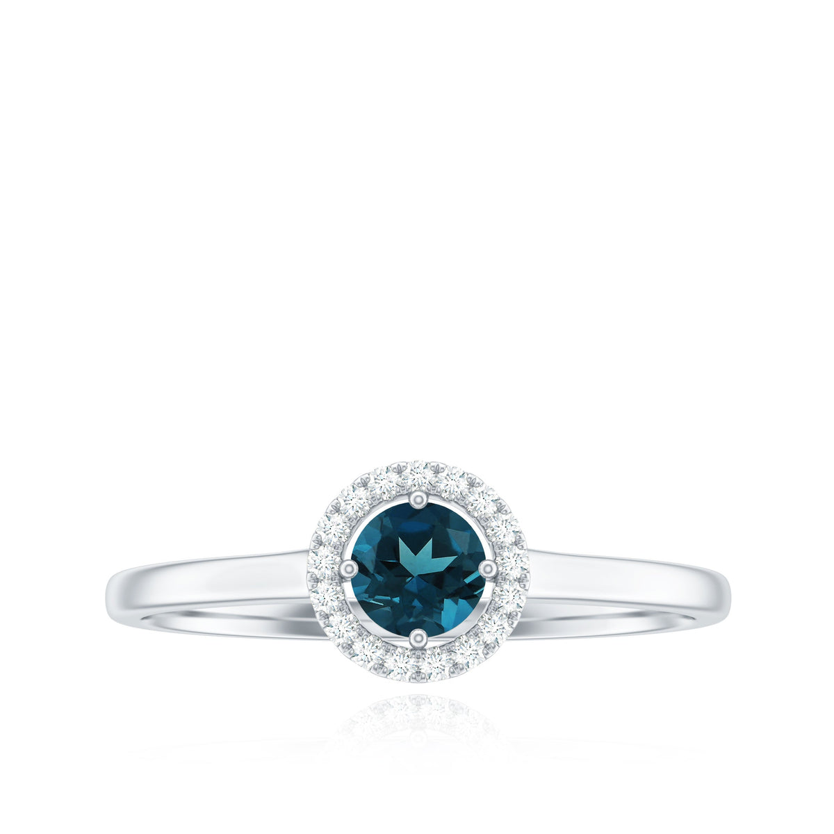 Certified Blue Topaz and Diamond Halo Promise Ring