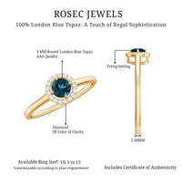 Certified Blue Topaz and Diamond Halo Promise Ring