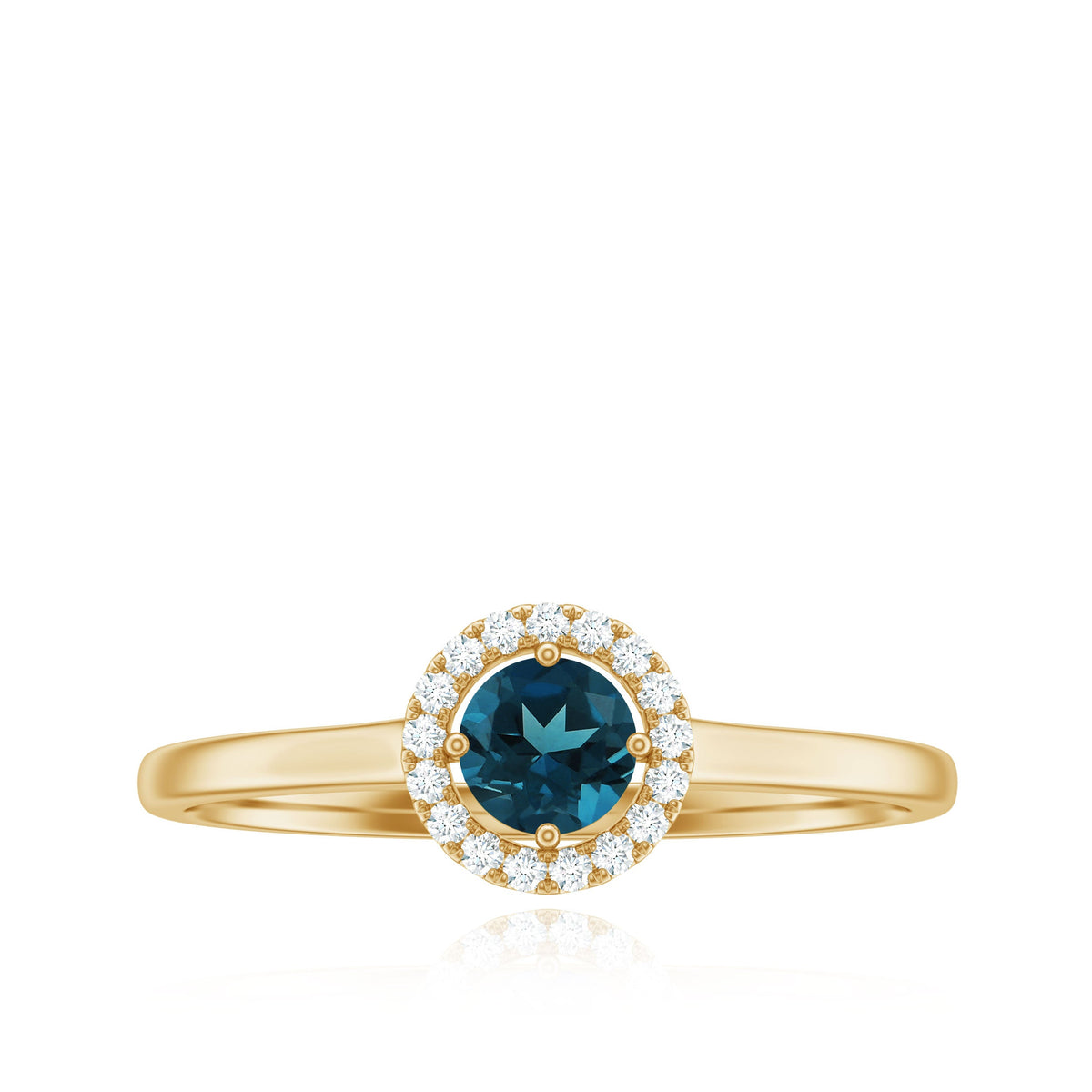 Certified Blue Topaz and Diamond Halo Promise Ring