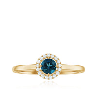 Certified Blue Topaz and Diamond Halo Promise Ring