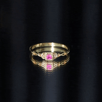 Real Princess Cut Ruby Promise Ring with Celtic Knot