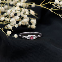 Real Princess Cut Ruby Promise Ring with Celtic Knot