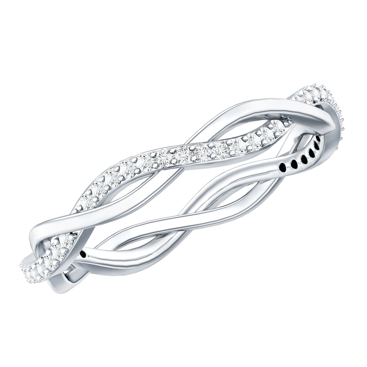 Certified Moissanite Infinity Eternity Band Ring by Rosec Jewels featuring sparkling moissanite stones in a continuous circle on a silver band.