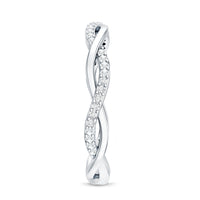Certified Moissanite infinity eternity band ring from Rosec Jewels, featuring a continuous row of sparkling moissanite stones.
